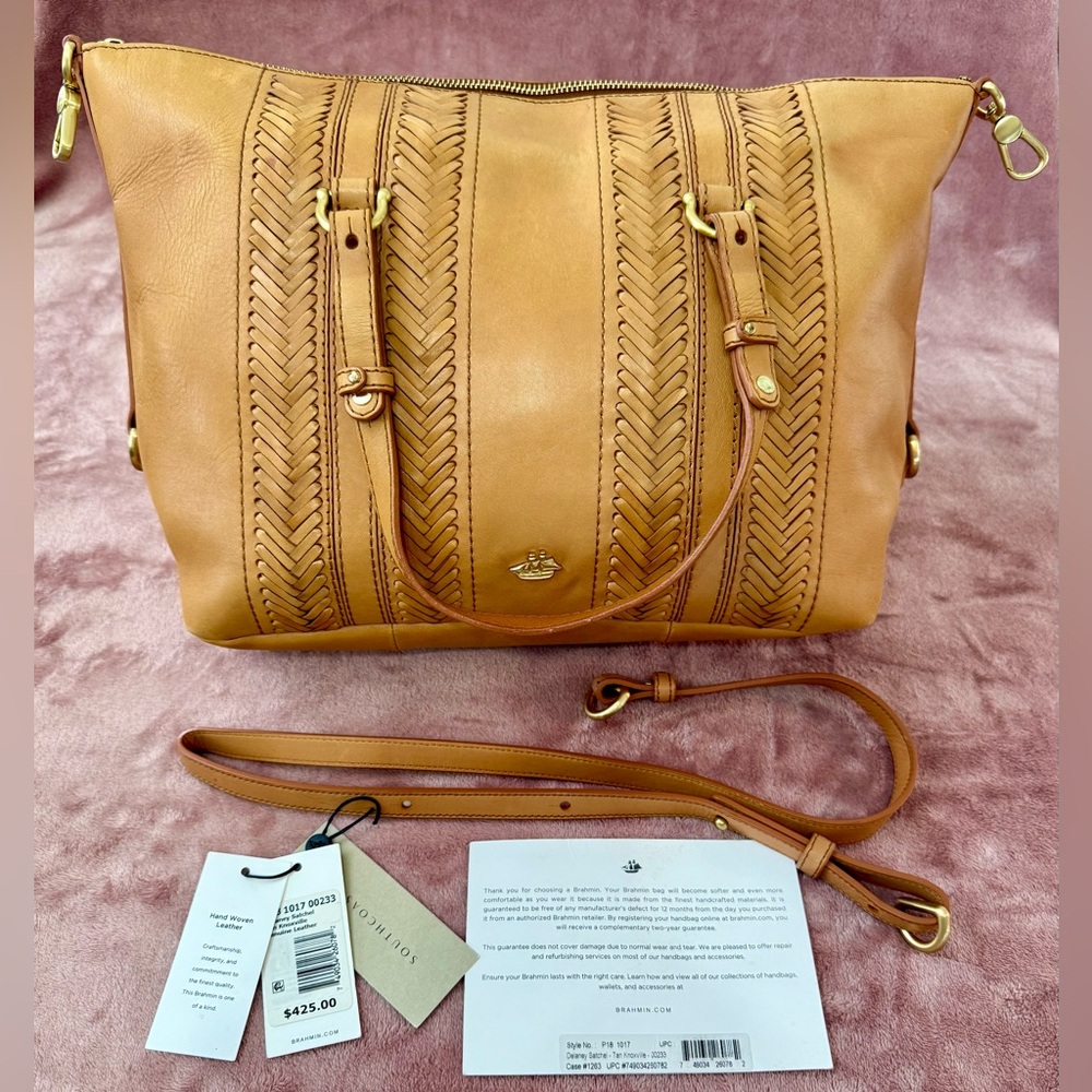 Brahmin Southcoast Collection Delaney Tote Shoulder Bag Purse VGUC Tan Knoxville